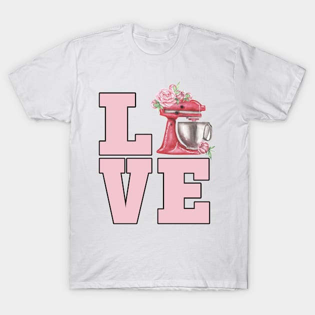 I Love Baking Cute Cooking Lover Pastry Chef Watercolor T-Shirt by MintedFresh